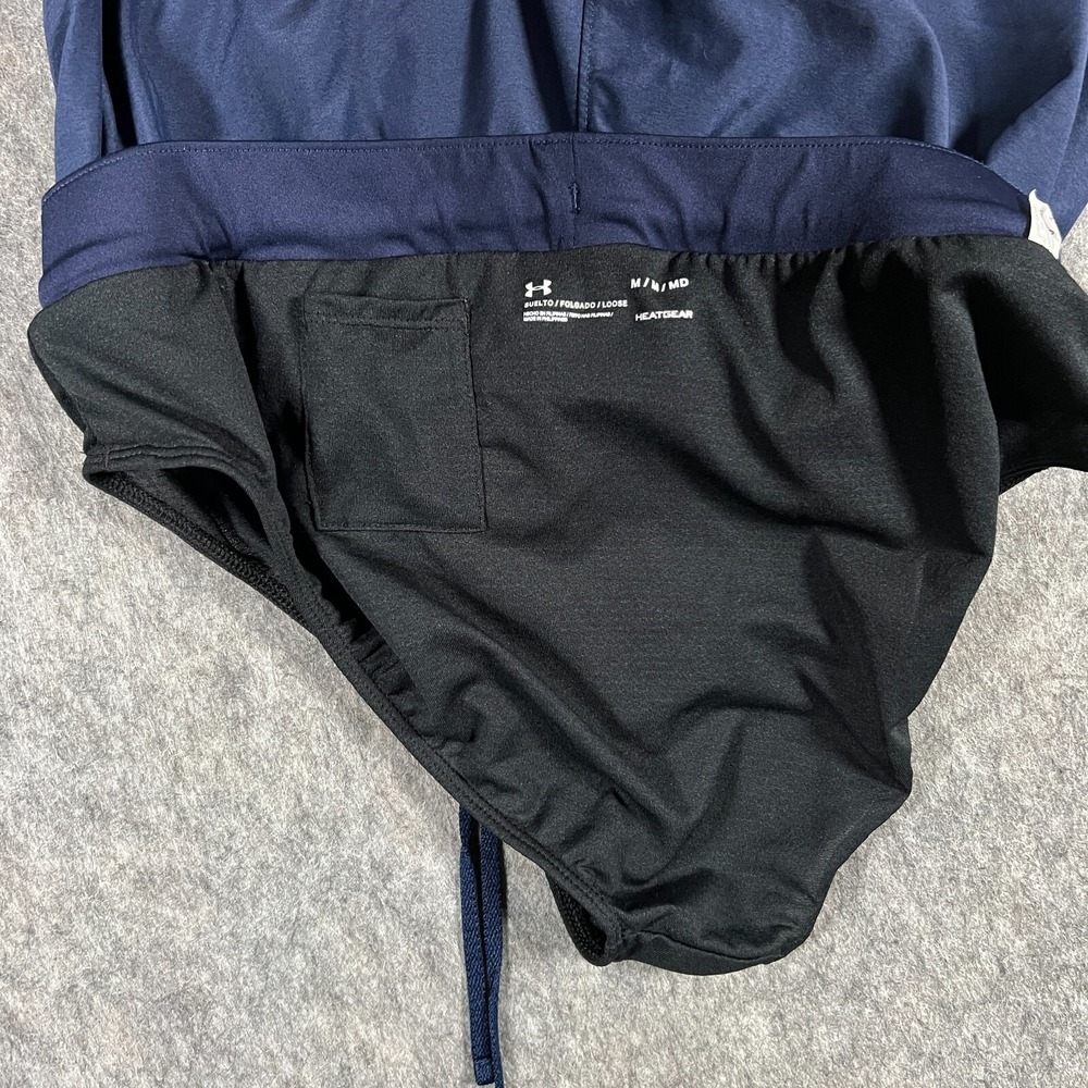Under Armour Women's Athletic Shorts Size Medium Navy Blue Heatgear Loose Fit - Picture 4 of 6